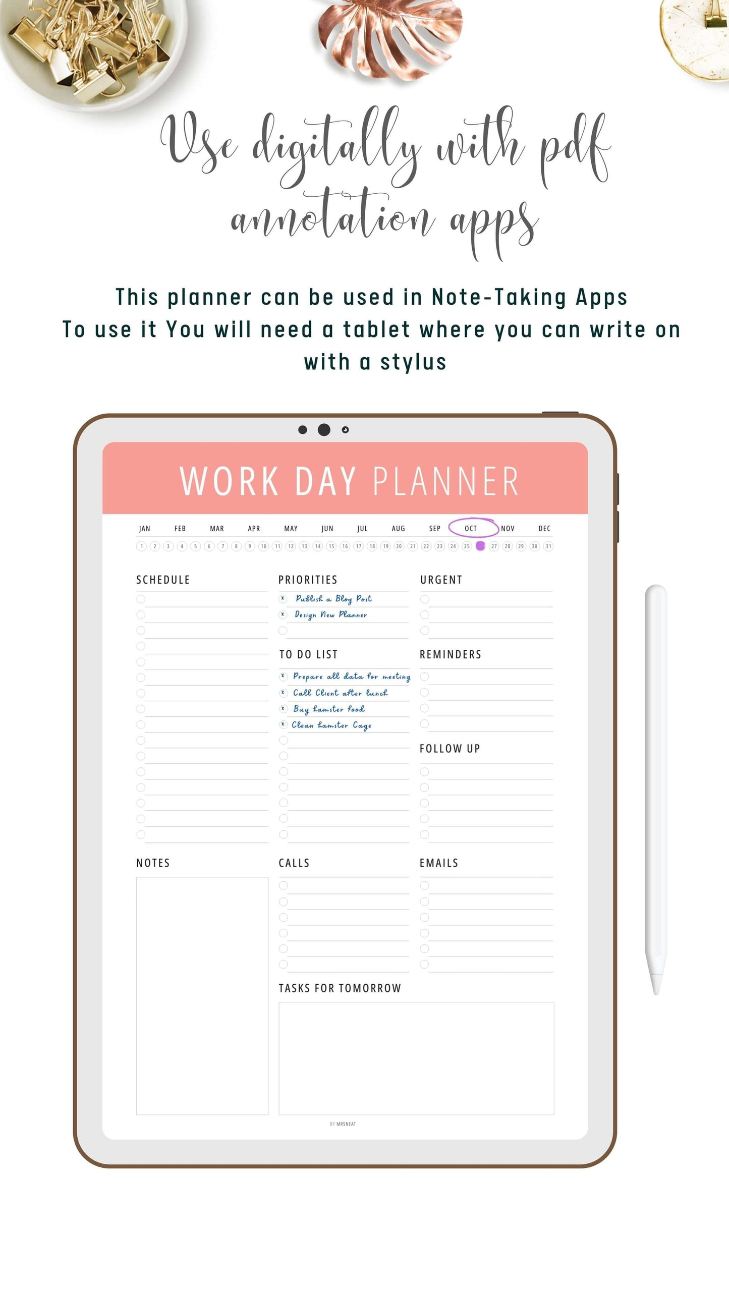 Printable Work Day Planner Template