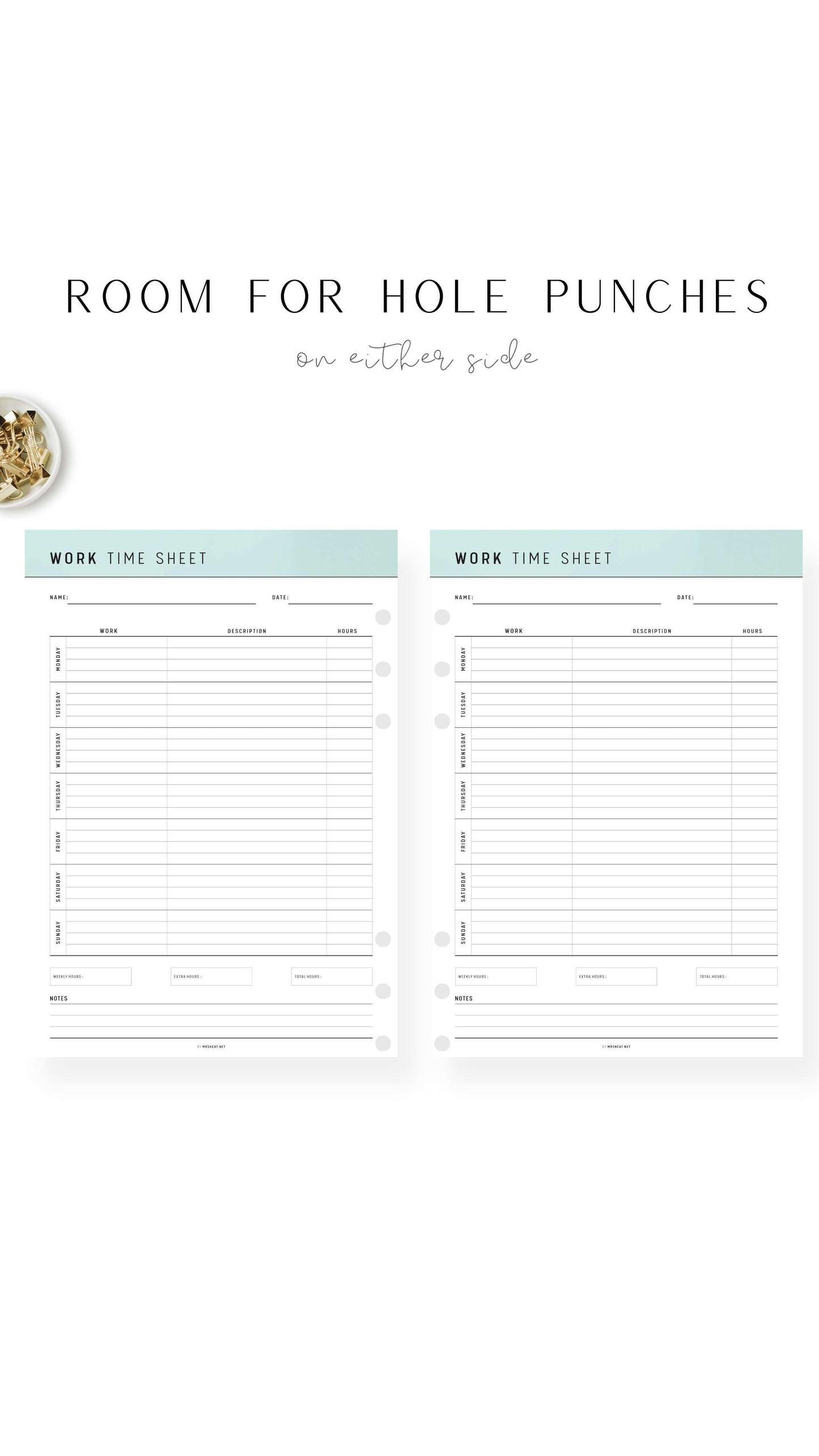 Green Printable Work Time Sheet Template