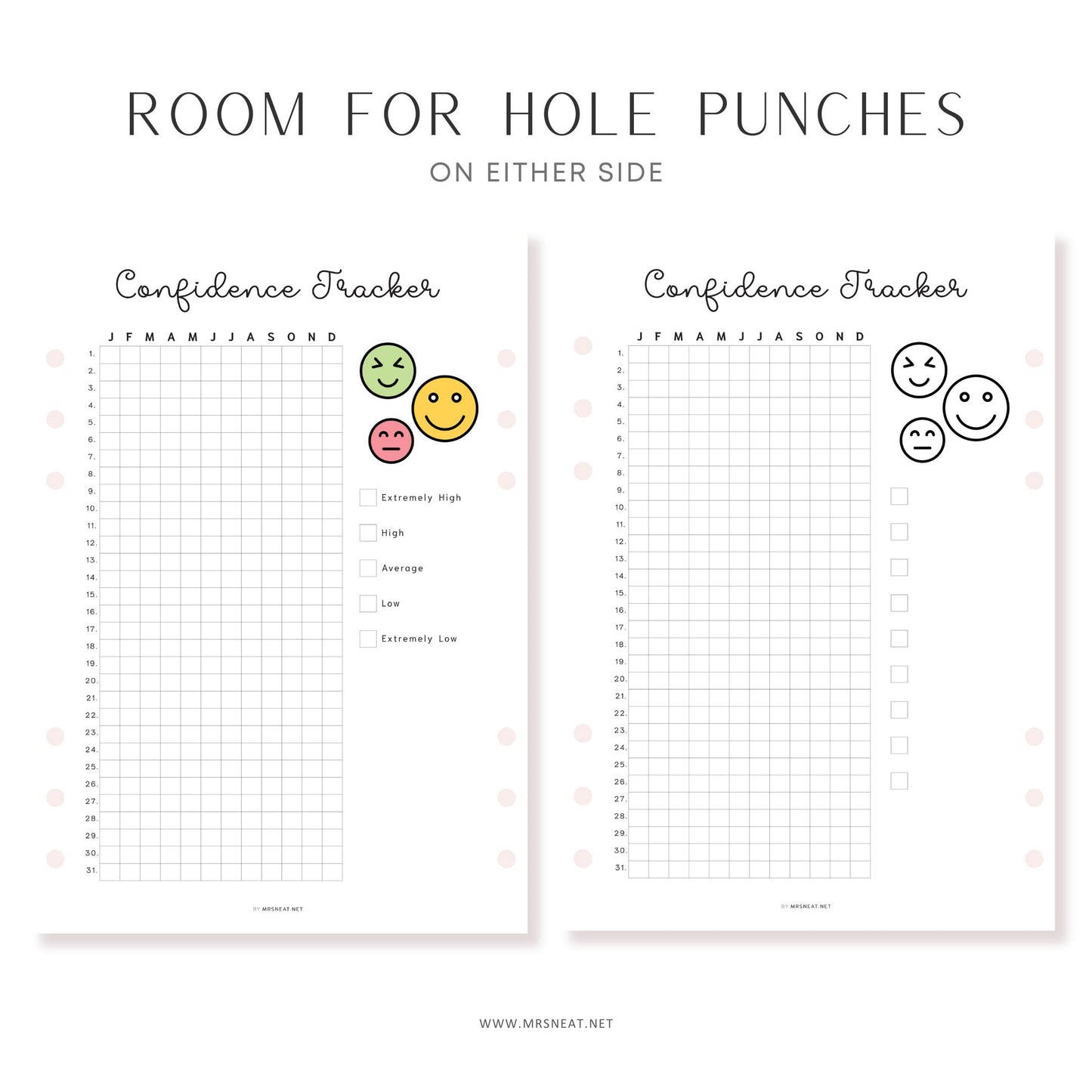 Confidence Tracker, PRINTABLE Journal Page, Planner Page, Track Confidence, Self Esteem Tracker, Wellness Journal, Rate My Day, 2 Versions, Printable Planner, A4, A5, Letter, Half Letter, PDF, Digital Planner