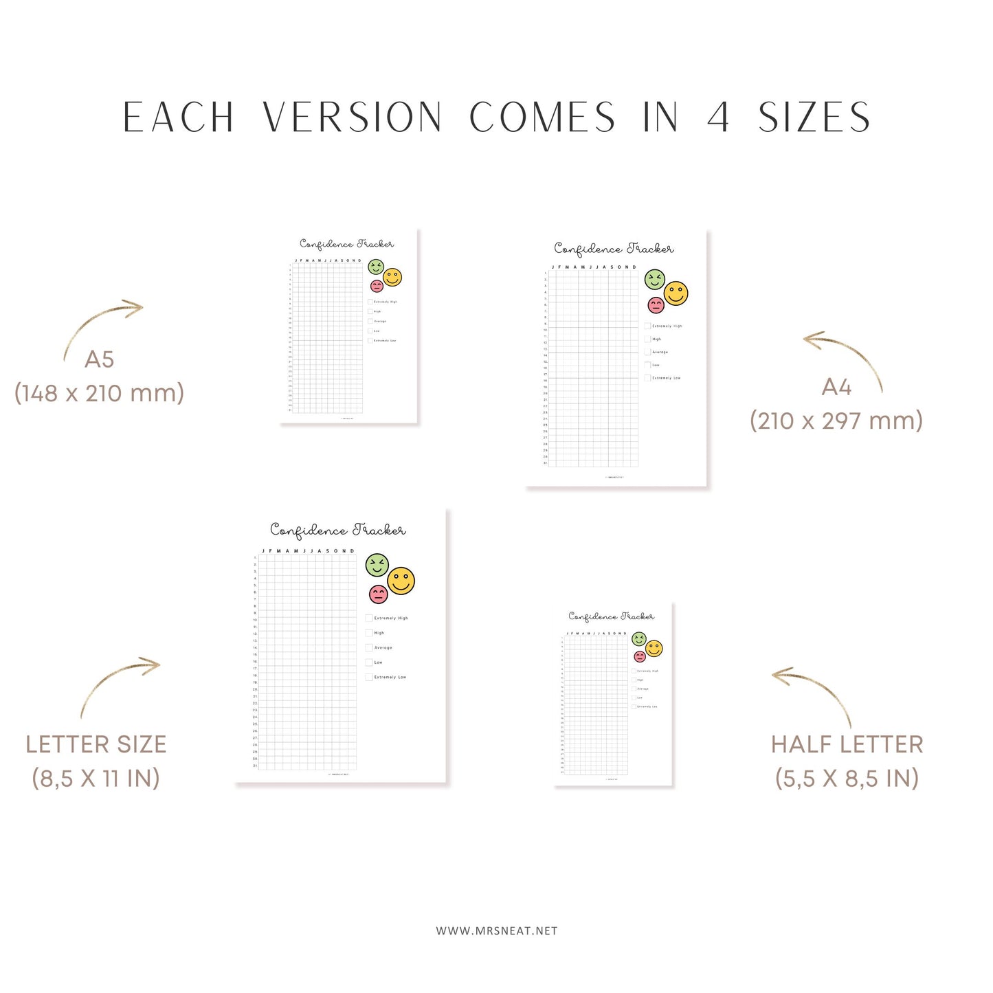 Confidence Tracker, PRINTABLE Journal Page, Planner Page, Track Confidence, Self Esteem Tracker, Wellness Journal, Rate My Day, 2 Versions, Printable Planner, A4, A5, Letter, Half Letter, PDF, Digital Planner