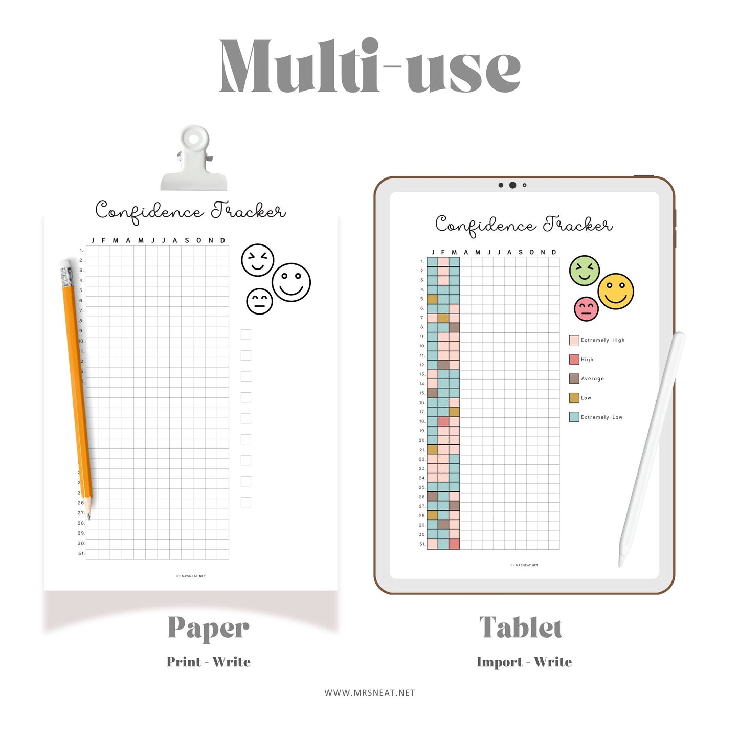 Confidence Tracker, PRINTABLE Journal Page, Planner Page, Track Confidence, Self Esteem Tracker, Wellness Journal, Rate My Day, 2 Versions, Printable Planner, A4, A5, Letter, Half Letter, PDF, Digital Planner