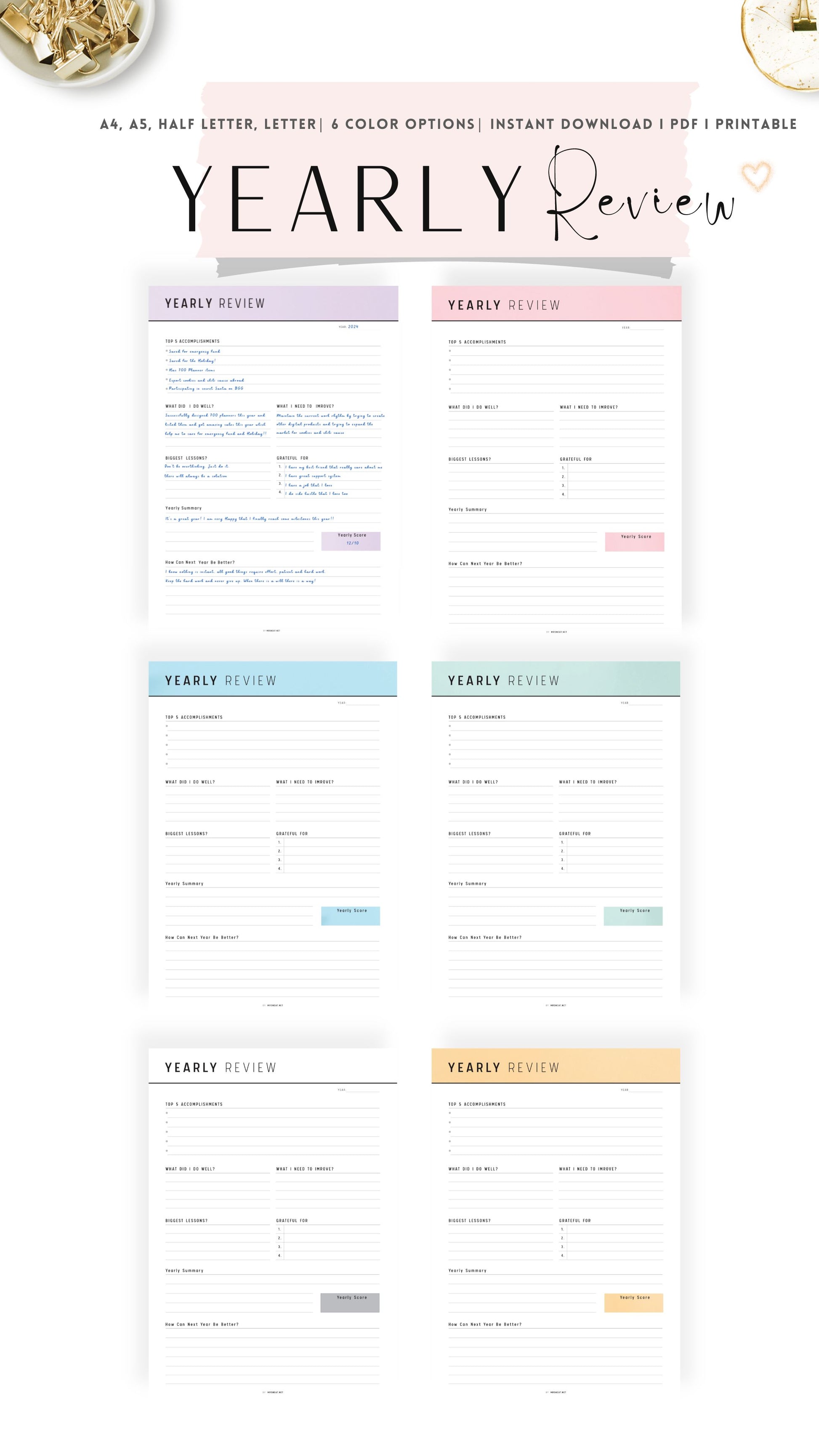 Colorful Yearly Review Template Printable