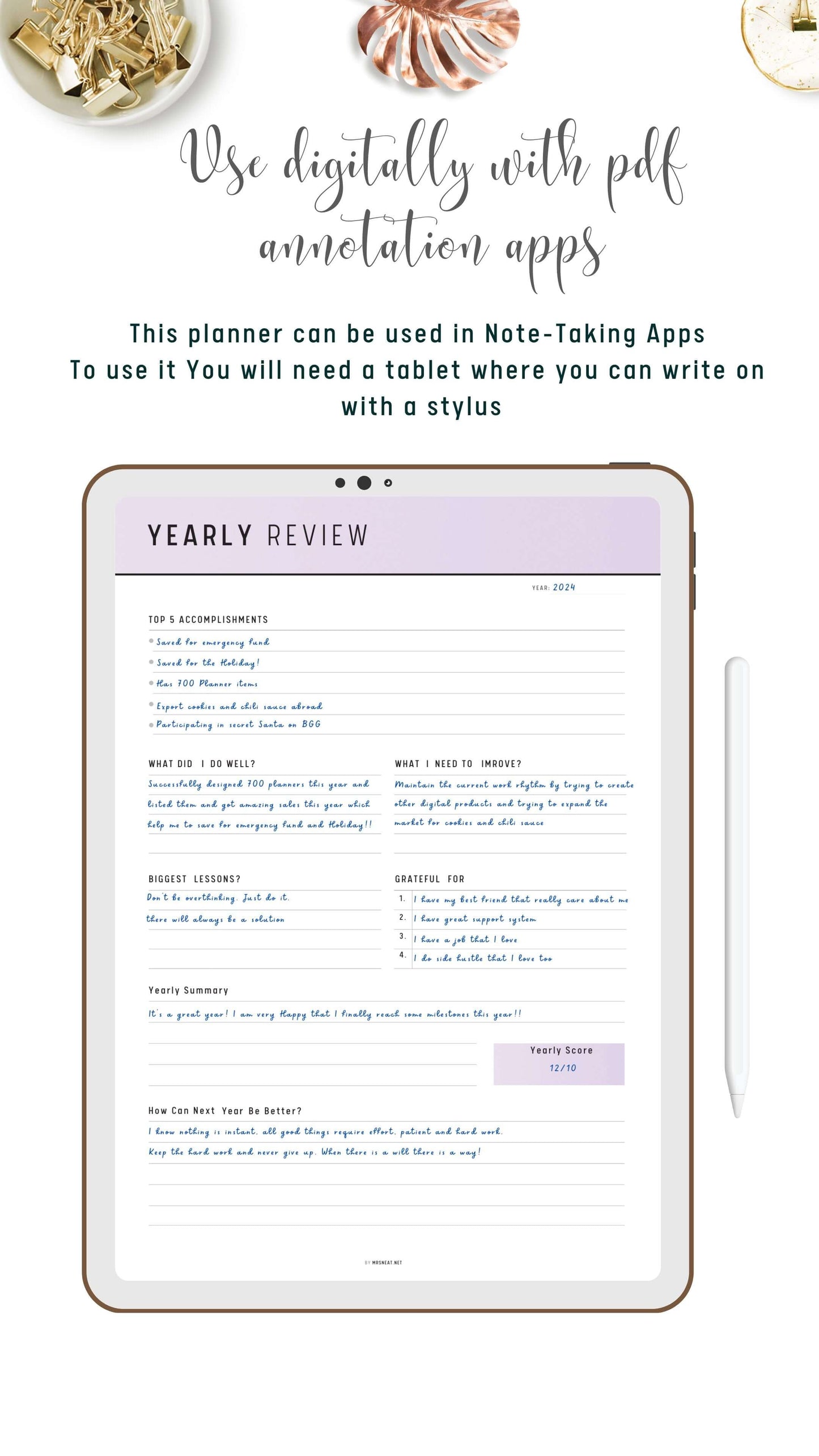 Digital Yearly Review Template