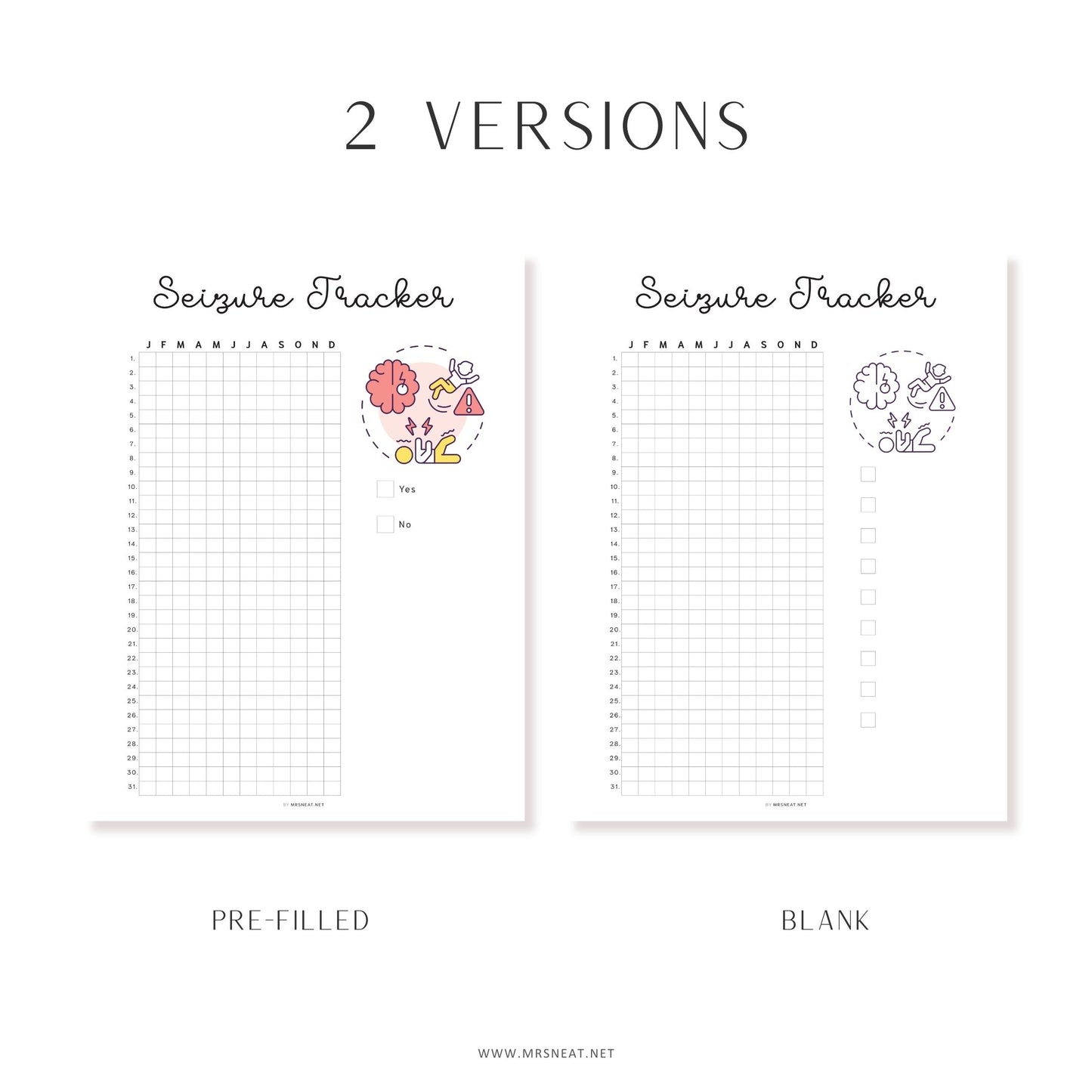 Seizure Tracker, PRINTABLE Journal Page, Medical Tracker, Track Seizures, Health Tracker, Health Journal, Health Log, Planner Page, A4, A5, Letter, Half Letter, 2 Versions, Digital Planner, Printable Planner