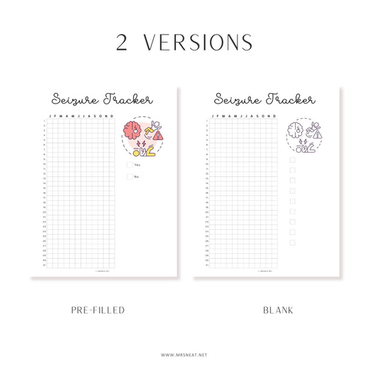 Seizure Tracker, PRINTABLE Journal Page, Medical Tracker, Track Seizures,  Health Tracker, Health Journal, Health Log, Planner Page, A4, A5, Letter, Half Letter, 2 Versions, Digital Planner, Printable Planner