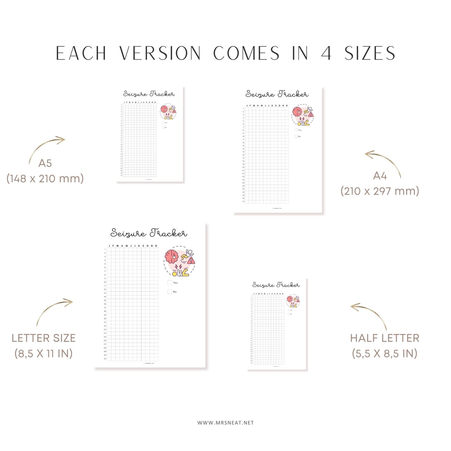 Seizure Tracker, PRINTABLE Journal Page, Medical Tracker, Track Seizures, Health Tracker, Health Journal, Health Log, Planner Page, A4, A5, Letter, Half Letter, 2 Versions, Digital Planner, Printable Planner