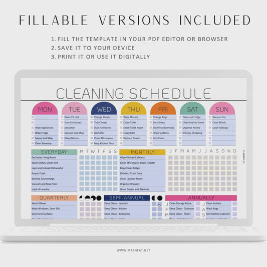 Colorful Cleaning Planner Schedule - M558