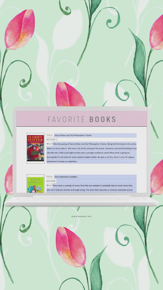 Favorite Books & Quotes Template Printable
