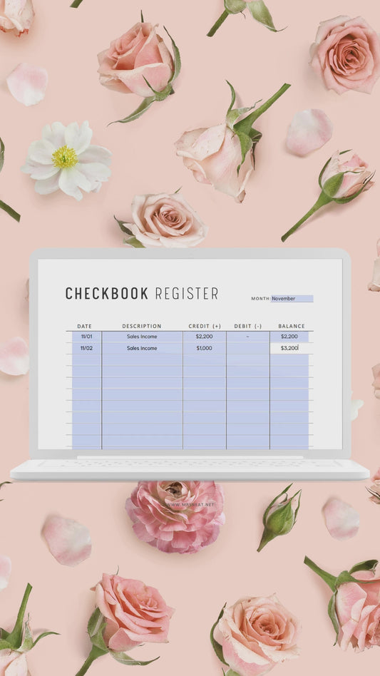 Checkbook Register Printable, Minimalist and Colorful Page, A4, A5, Letter, Half Letter