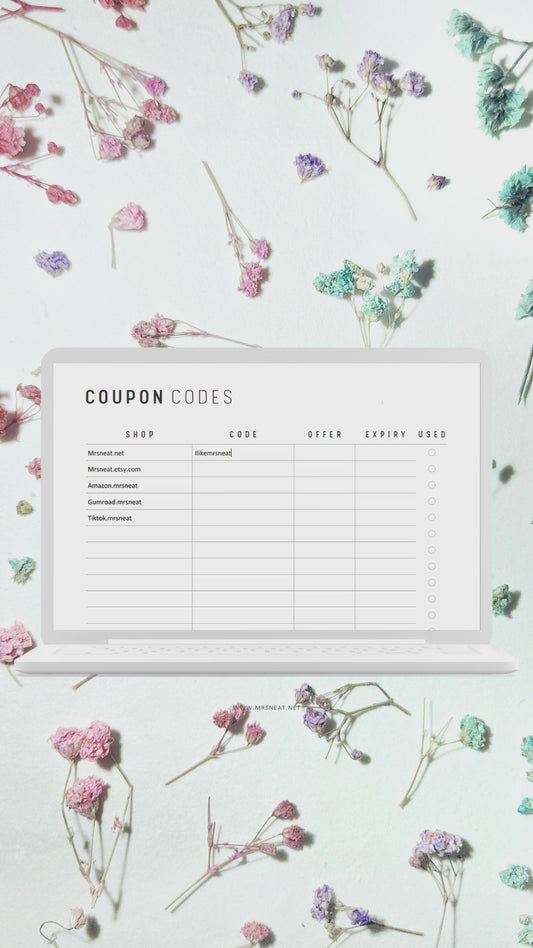 Coupon Code Tracker Printable