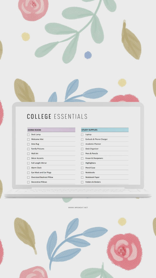 Colorful & Minimalist Editable College Dorm Essentials Checklist Printable