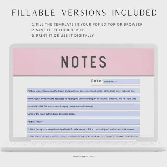 Note Pages Printable - M033