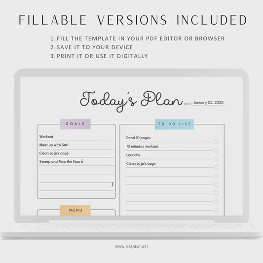 Todays Plan, Daily Planner Page, Daily Agenda Pages, PRINTABLE Journal Page, Planner Page, Daily Schedule, Daily To Do List, Agenda, PDF Fillable, Digital Planner, Printable Planner, Lined and Unlined, A4, A5, Letter, Half Letter