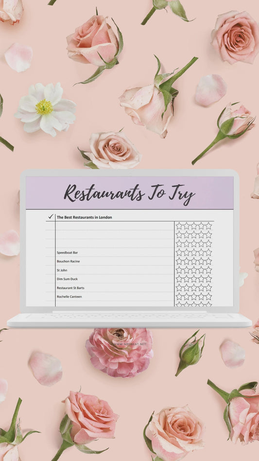 Pink and Purple Best Restaurants To Try List Template Printable