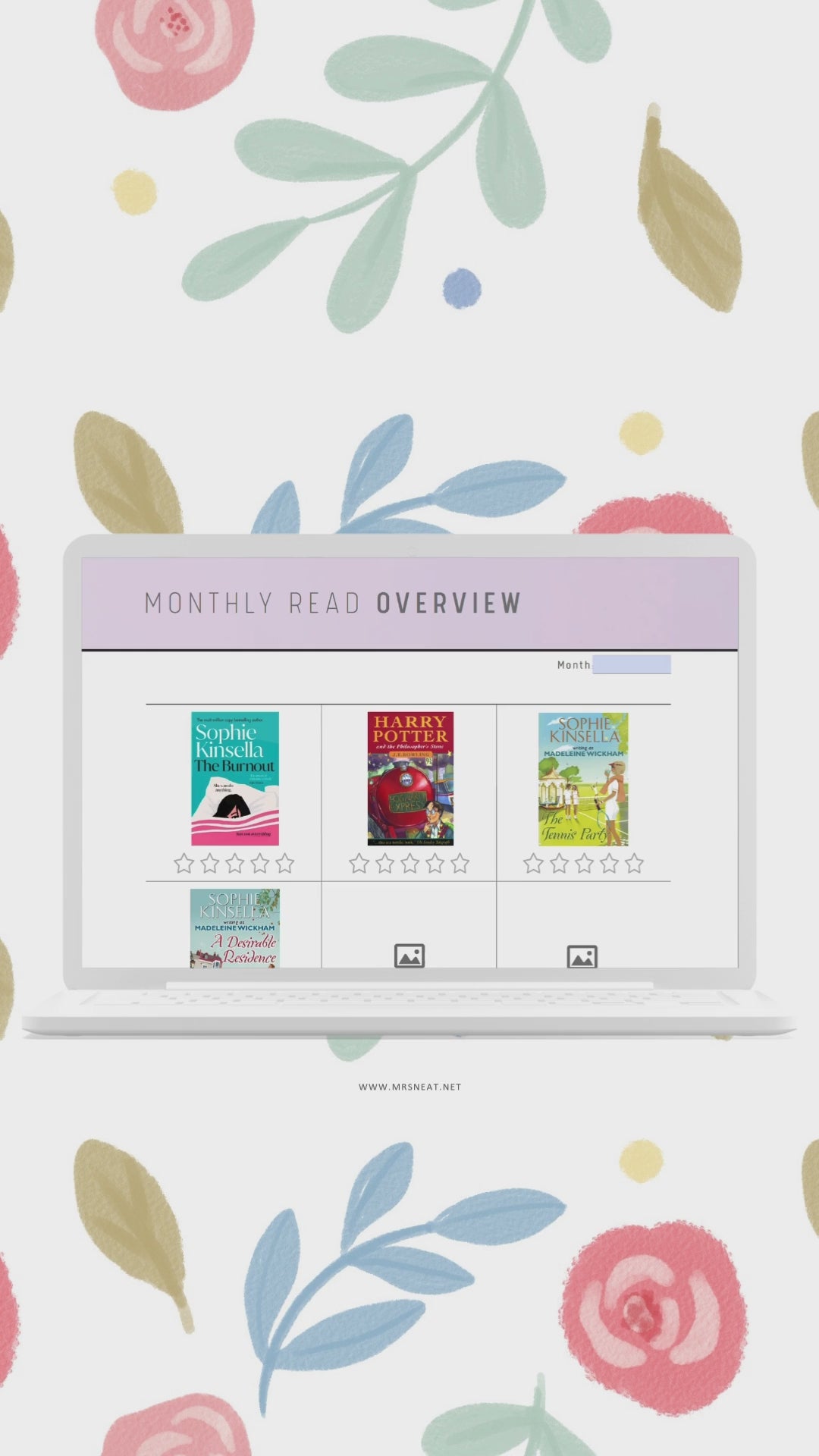 Monthly Reading Overview Template Printable PDF