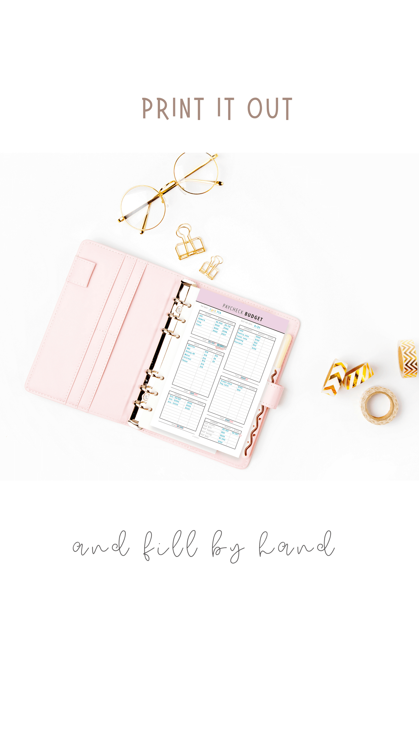 FILLABLE Paycheck Budget Planner: Weekly/Bi-Weekly, 8 Colors (PDF)