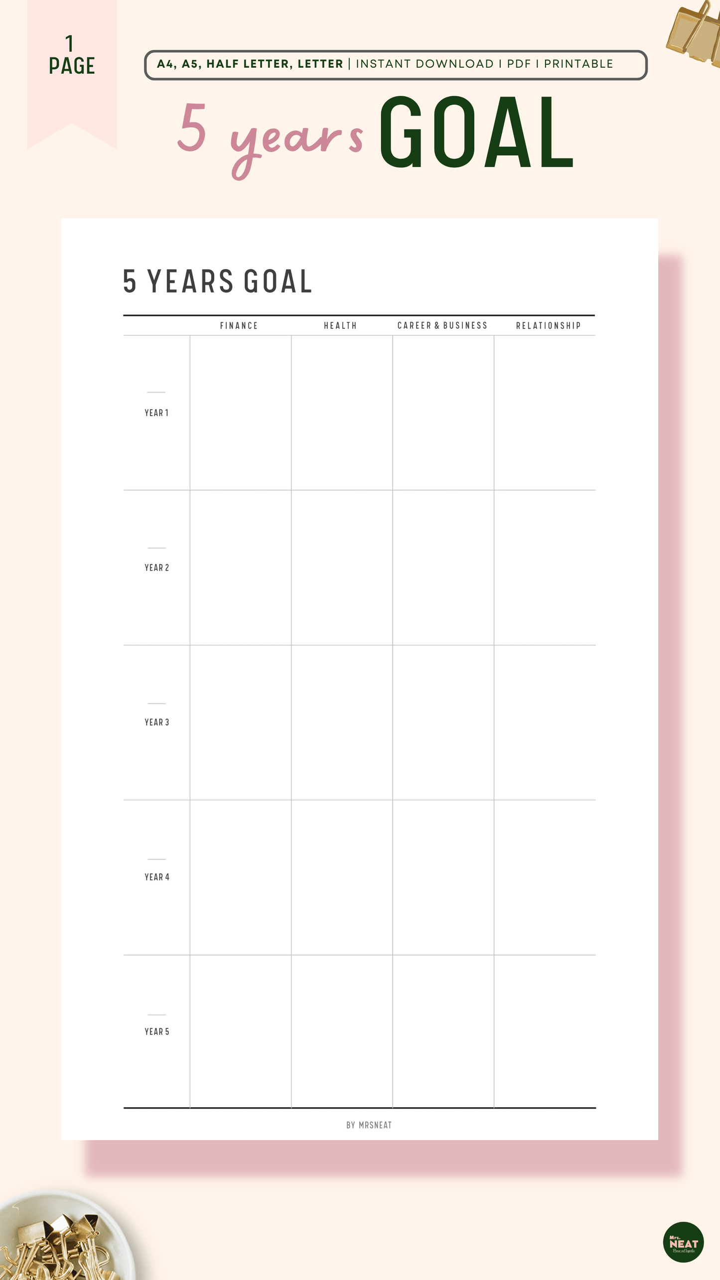 5 Year Goal Planner - M170
