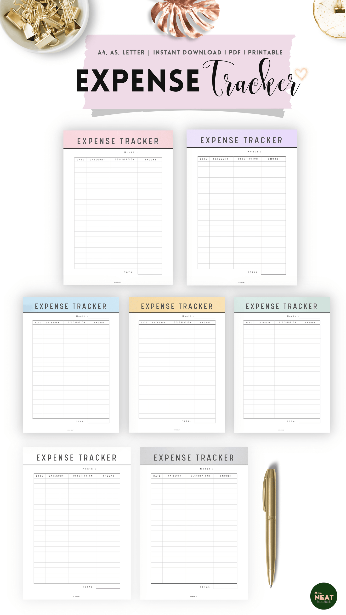 Expense Tracker Printable PDF