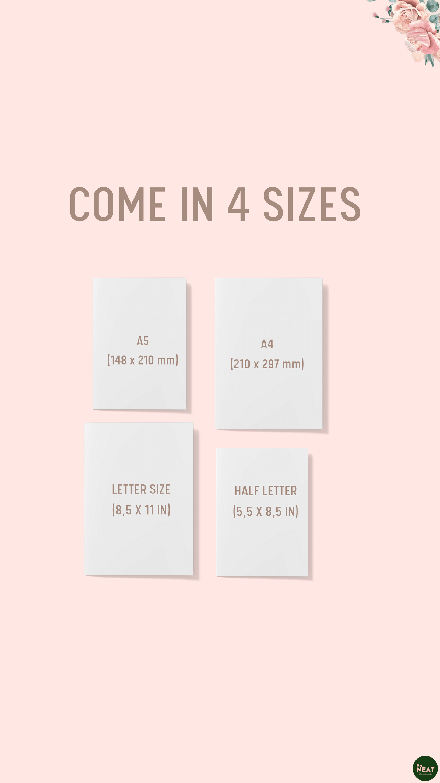 Floral Yearly Goal Planner in A4, A5, Half Letter and Letter size