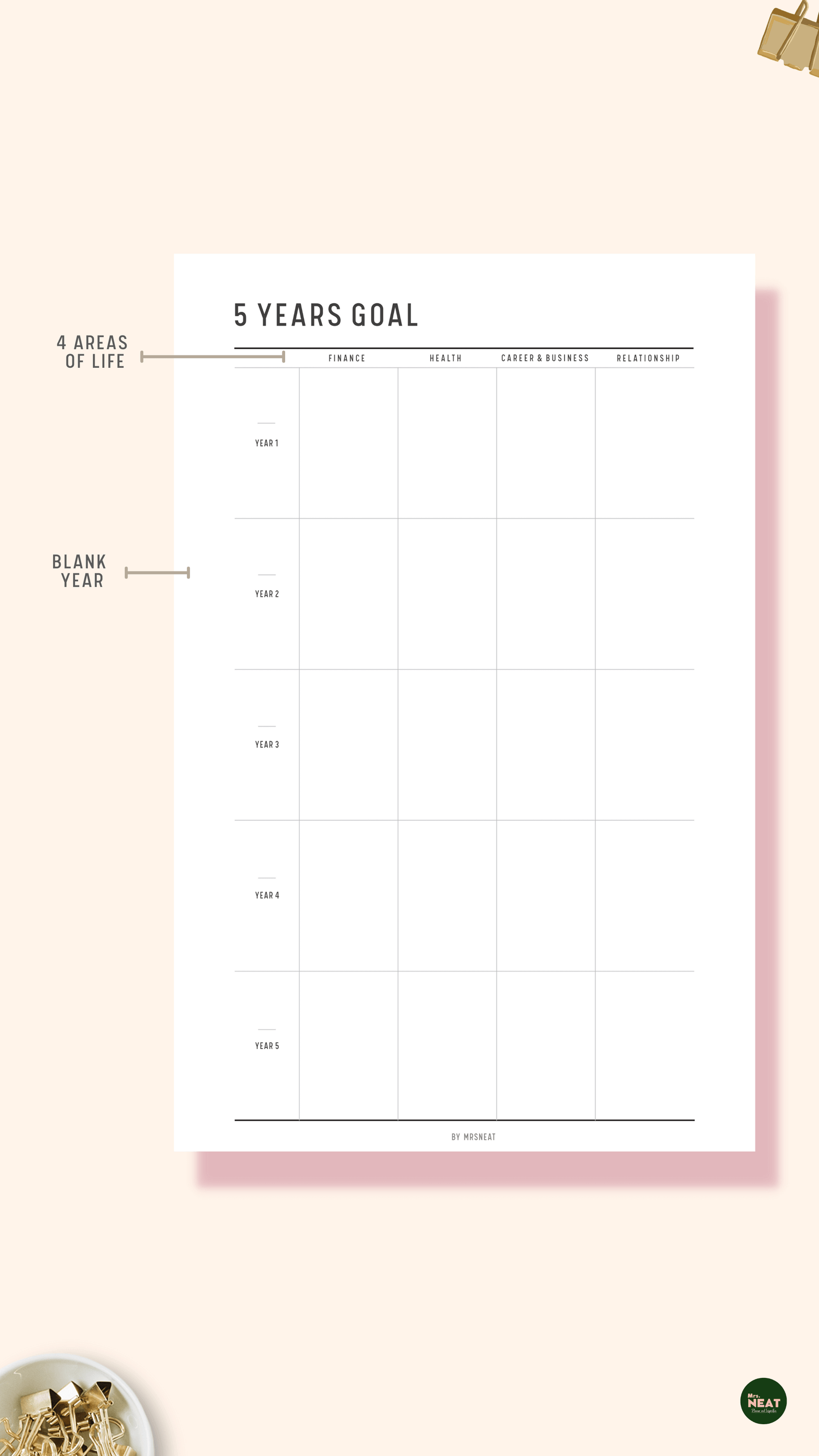 5 Year Goal Planner - M170