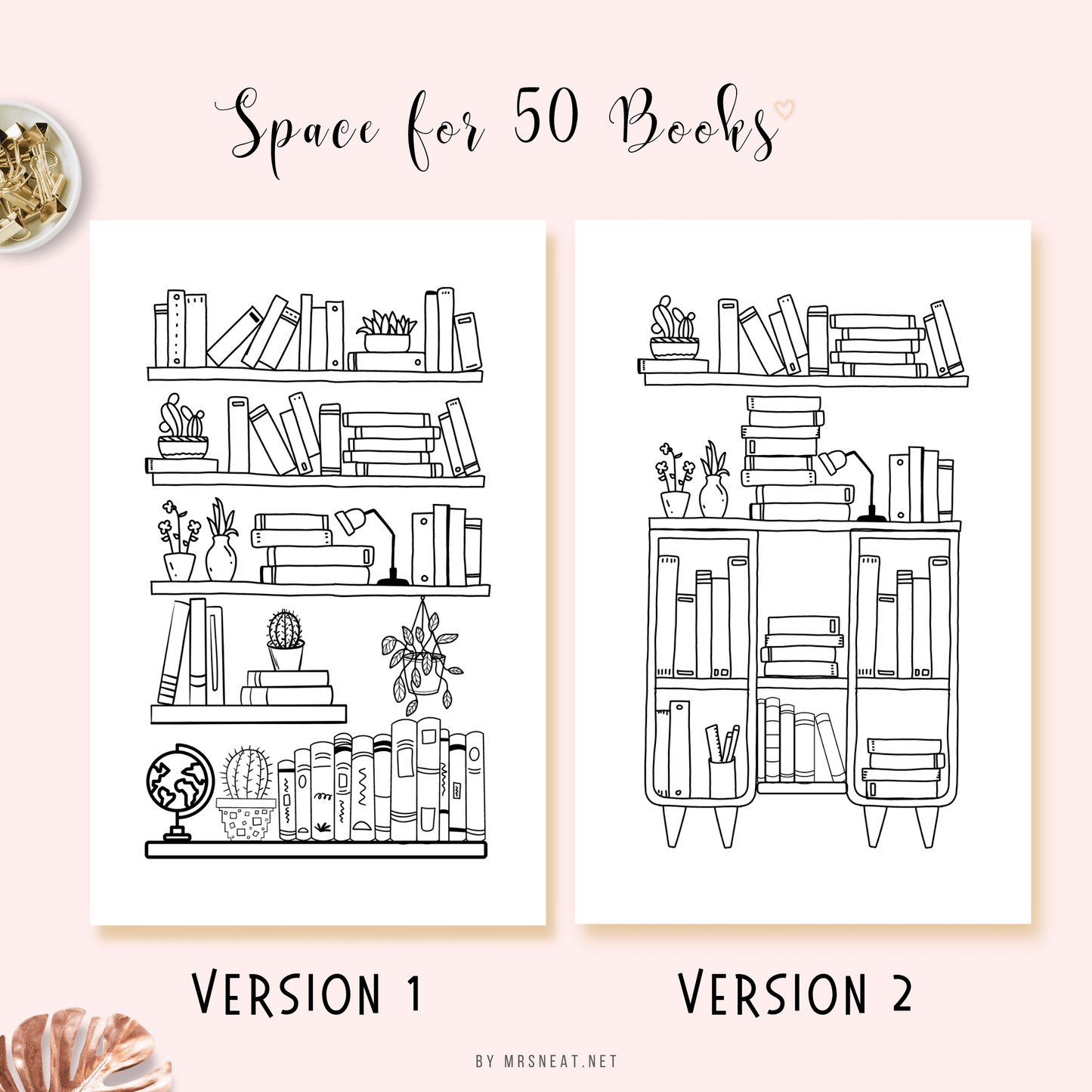Beautiful and cute bookshelf picture in 2 different style with space for 50 Books