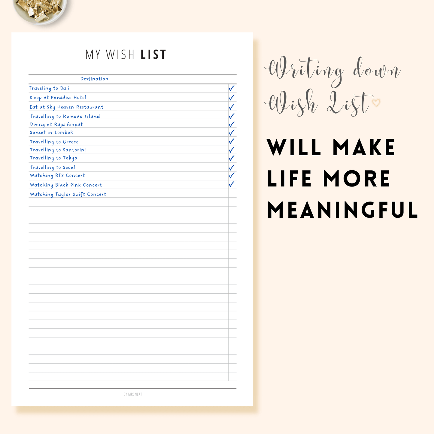 Wish List Printable Planner - M146