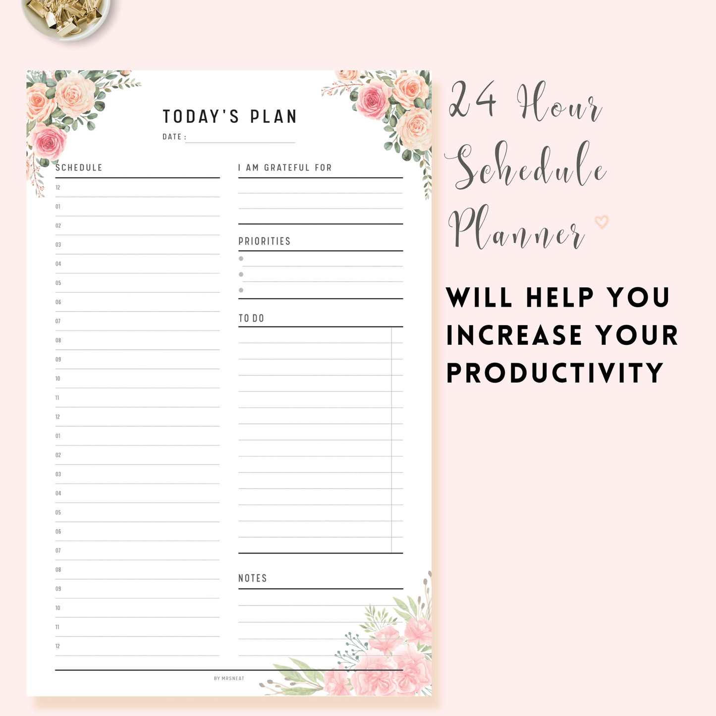 Floral 24 Hour Daily Planner - M141