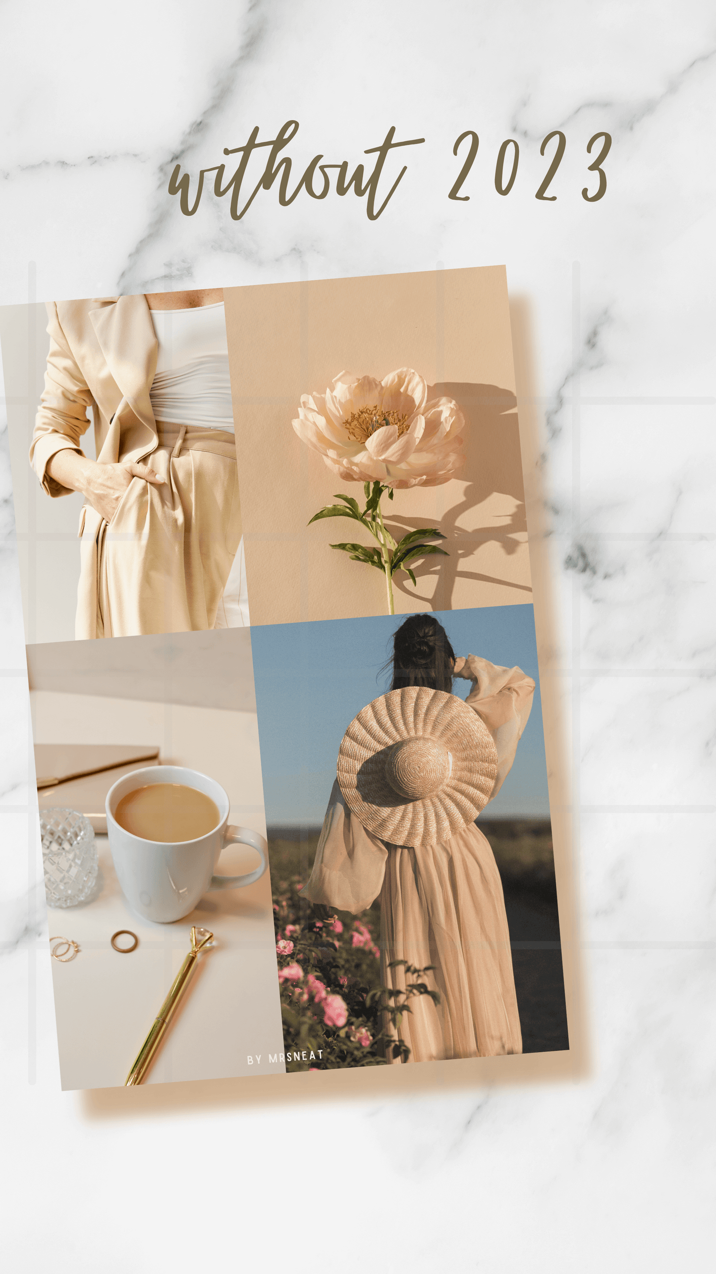 Clean and Beautiful planner dashboard with flower, coffee and girl in soft color tune