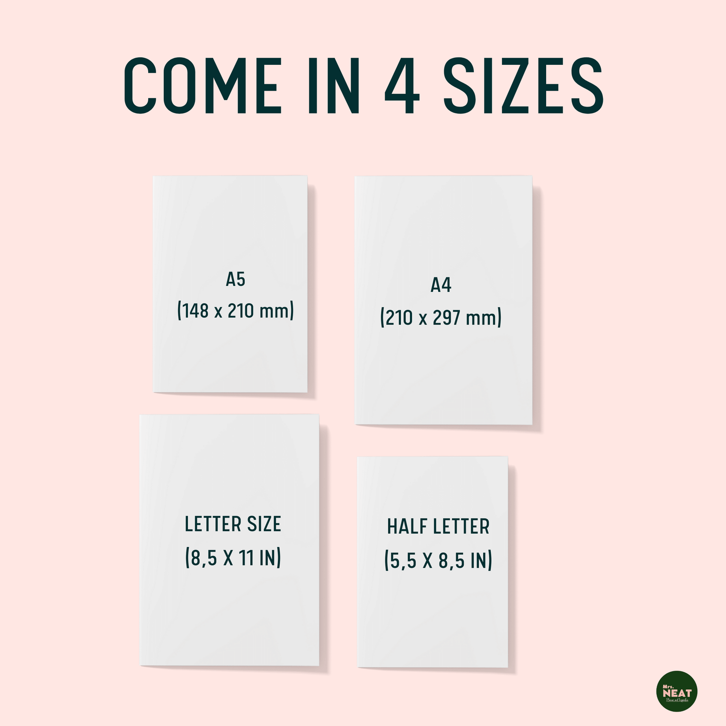 Daily Habit Tracker Planner come in A5, A4, Letter and Half Letter size
