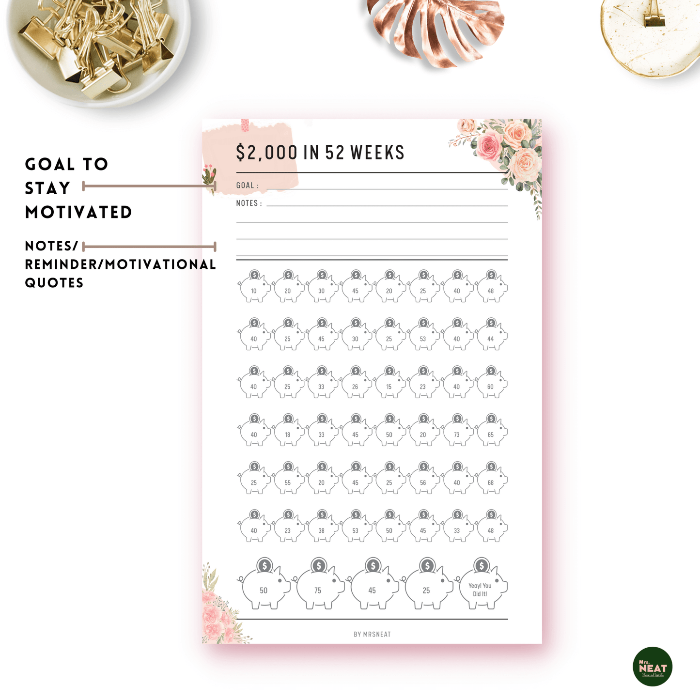 Floral $2,000 Money Savings Challenge - M157