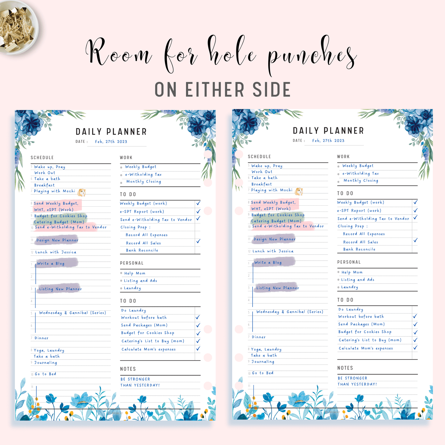 Blue Floral Work From Home Planner - M140