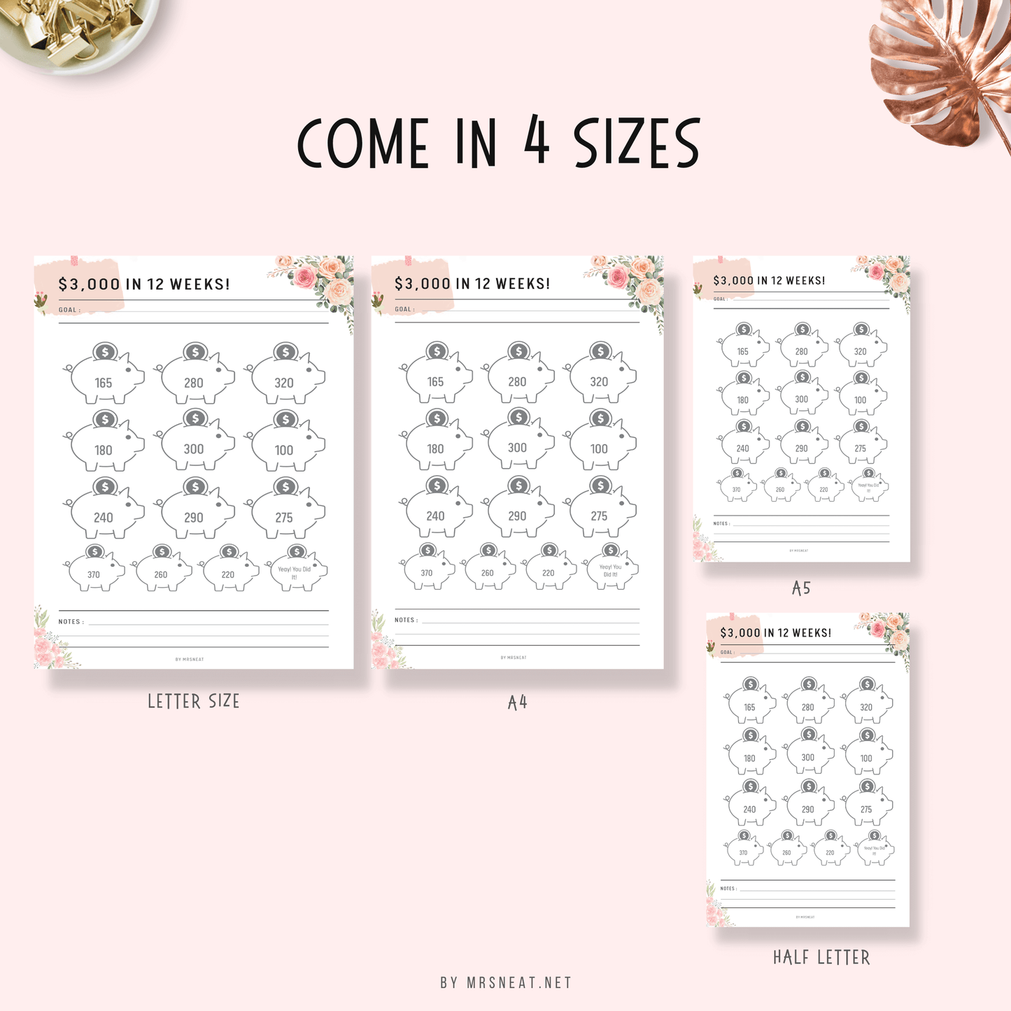 Free $3000 Saving Challenge Printable - M148