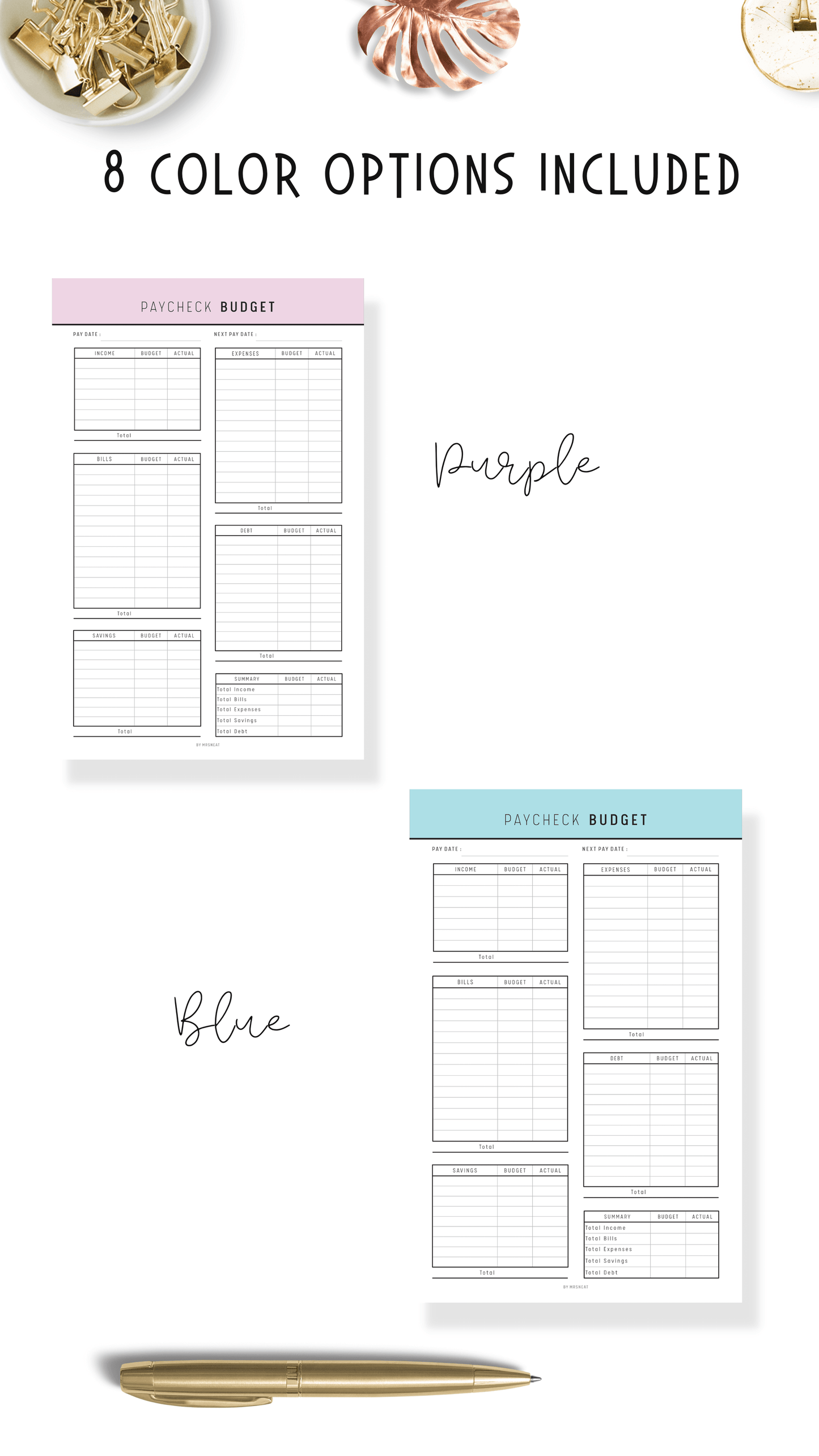 Paycheck Budget Template Printable - M147