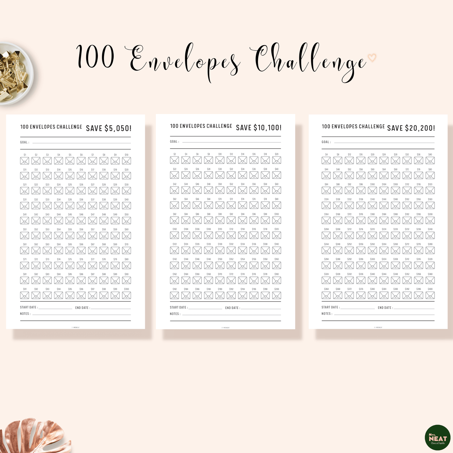 Ultimate Money Saving Challenge Printable, 52 Week Saving Challenge, 26 Weeks Saving Challenge, 100 Envelope Challenge, PDF, Multiple Size