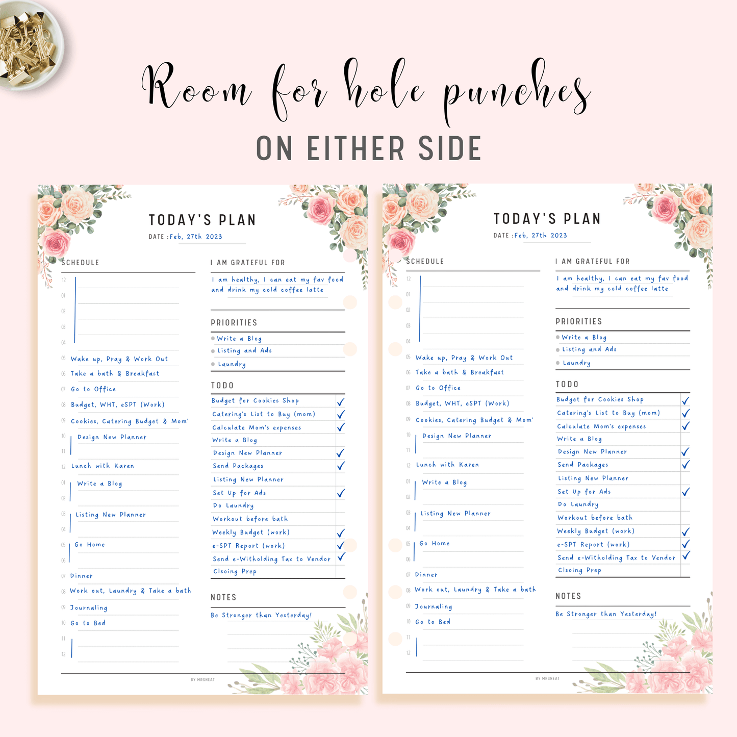 Floral 24 Hour Daily Planner - M141