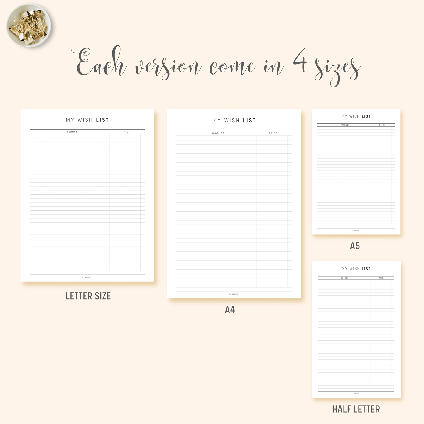 Wish List Printable Planner - M146