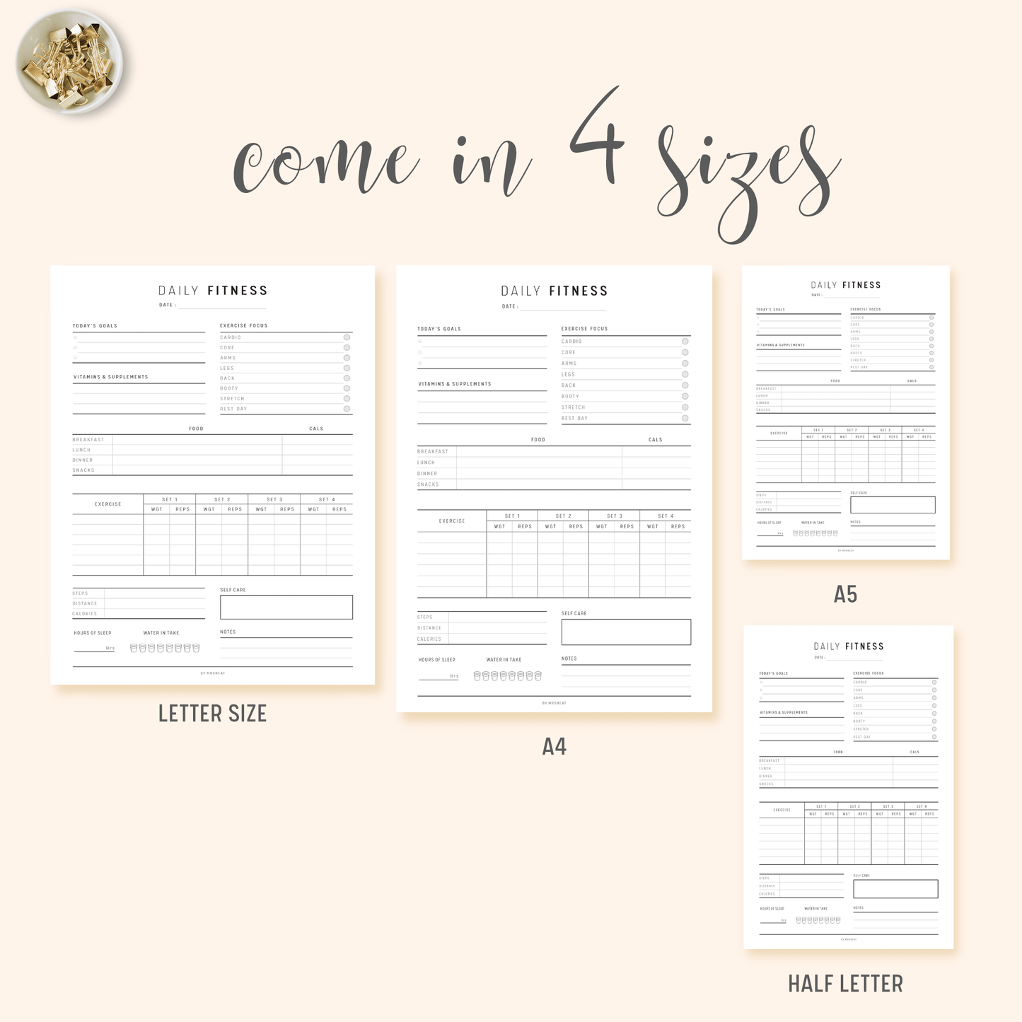 Daily Fitness and Health Planner Printable - M142