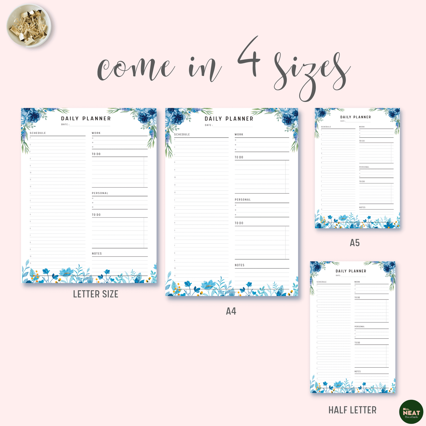 Blue Floral Work From Home Planner - M140