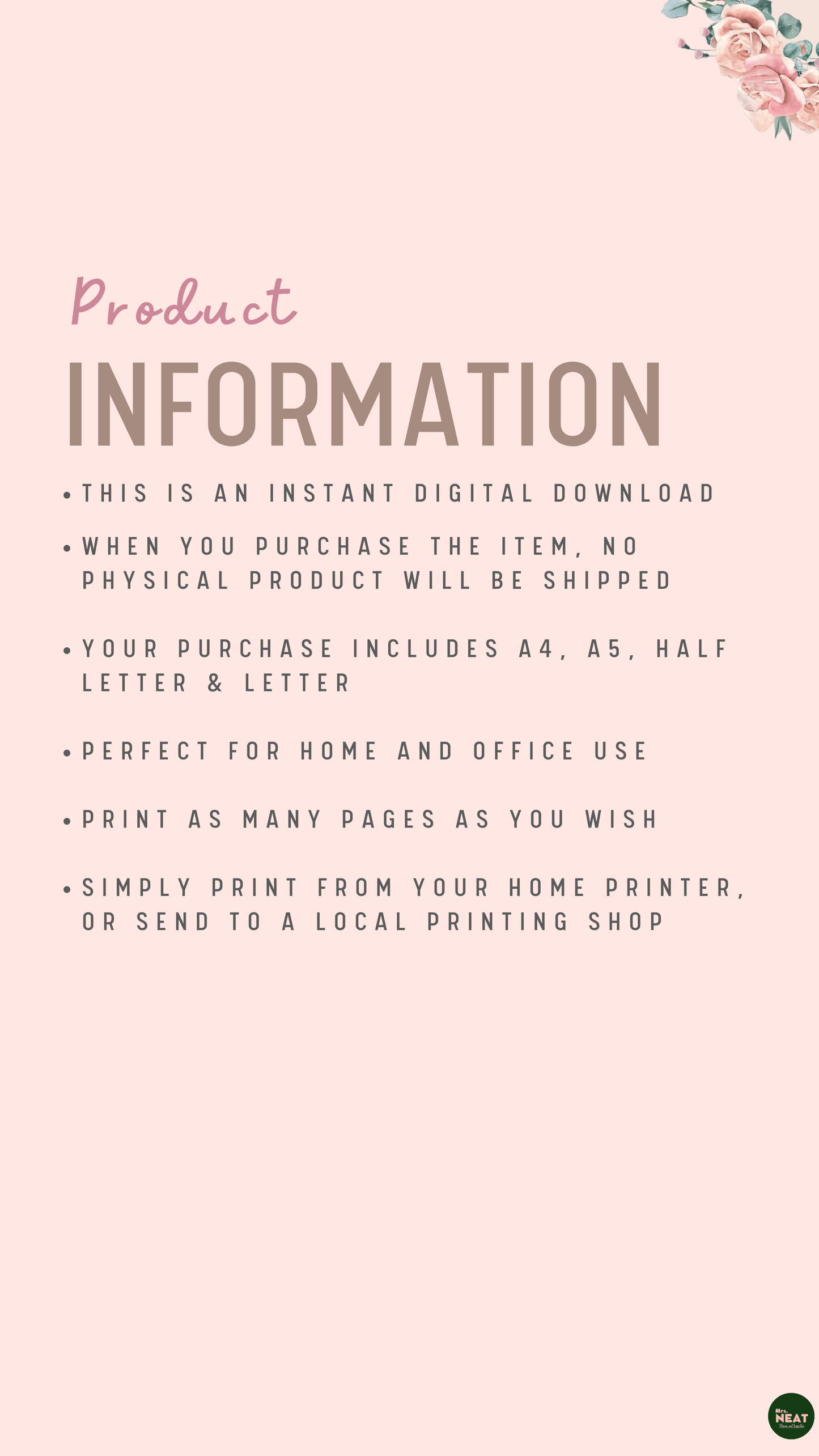 Floral 5 Year Goal Planner Product Information