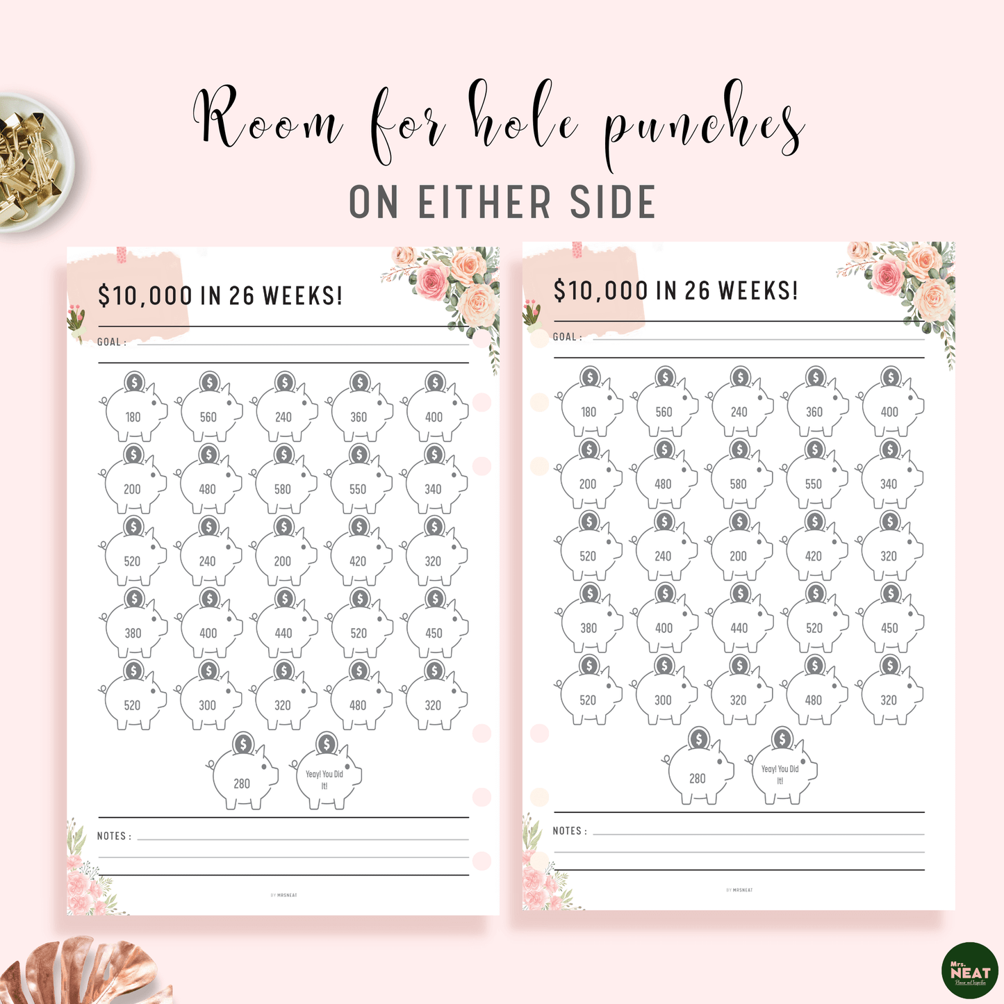 Floral $10,000 Savings Challenge in 26 Weeks - M155/6
