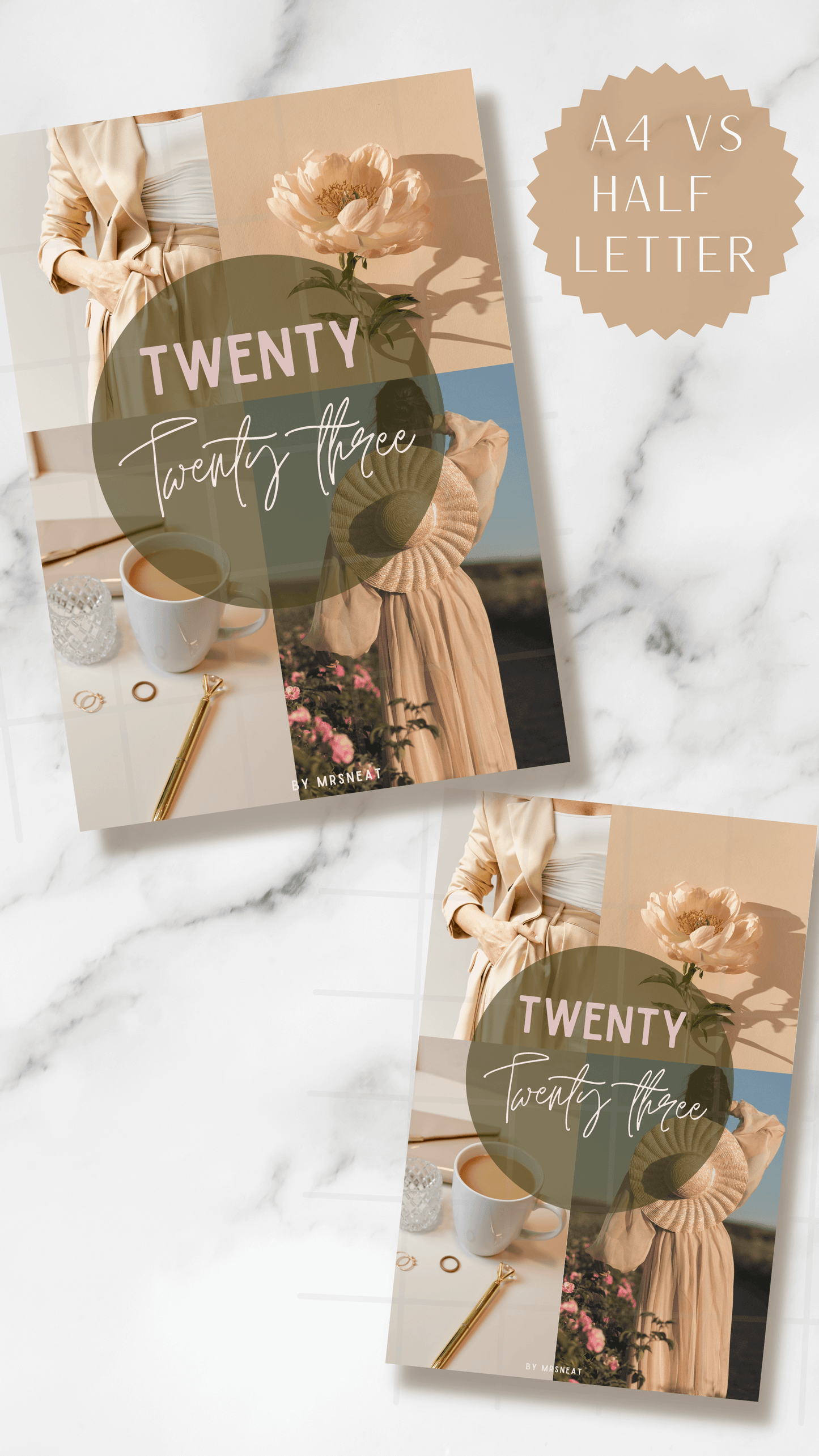 Beautiful Cream Planner Dashboard in A4 and Half Letter size