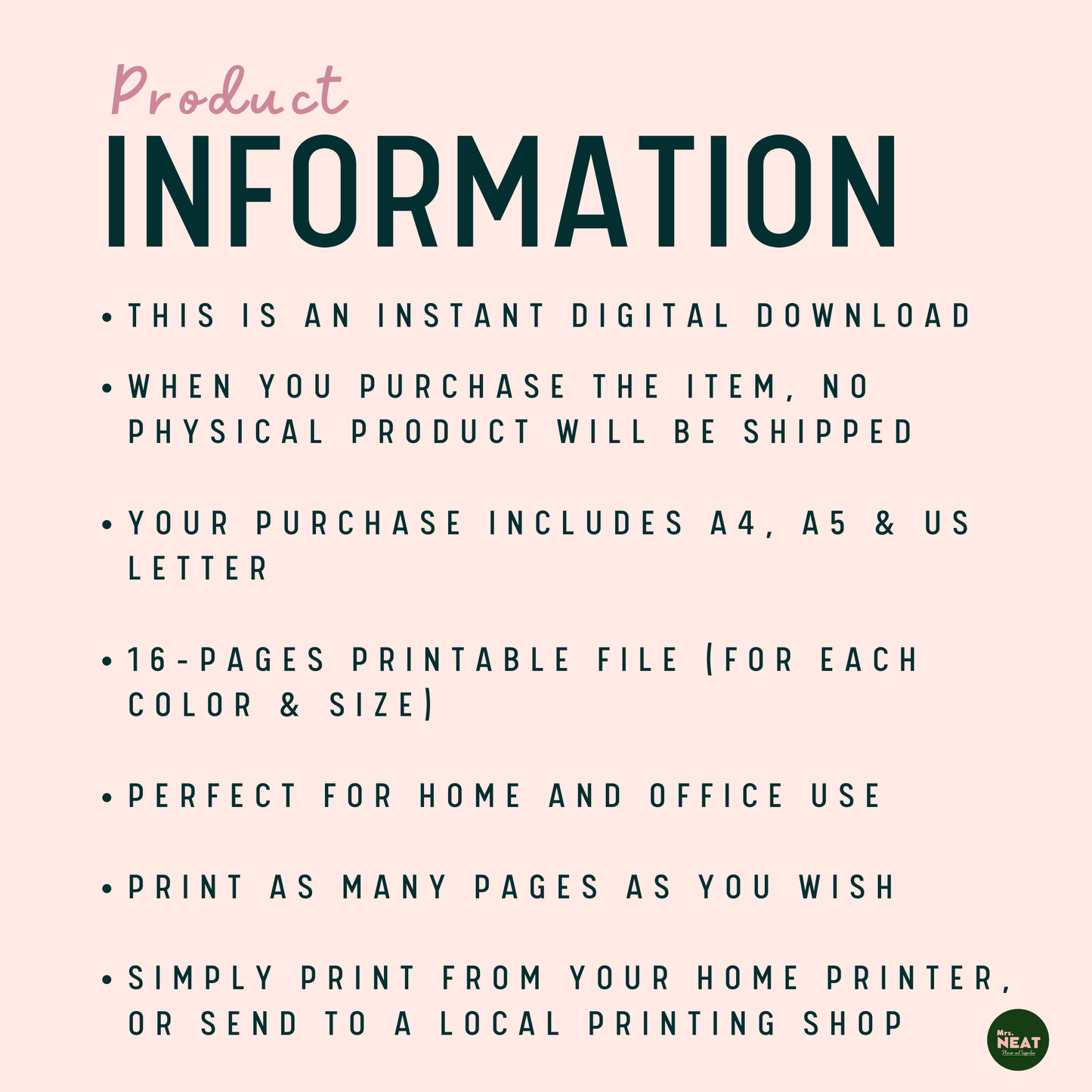 Christmas Planner Product Information