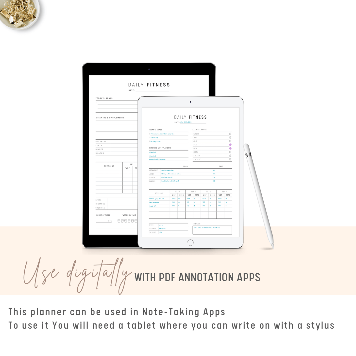 Daily Fitness and Health Planner Printable - M142