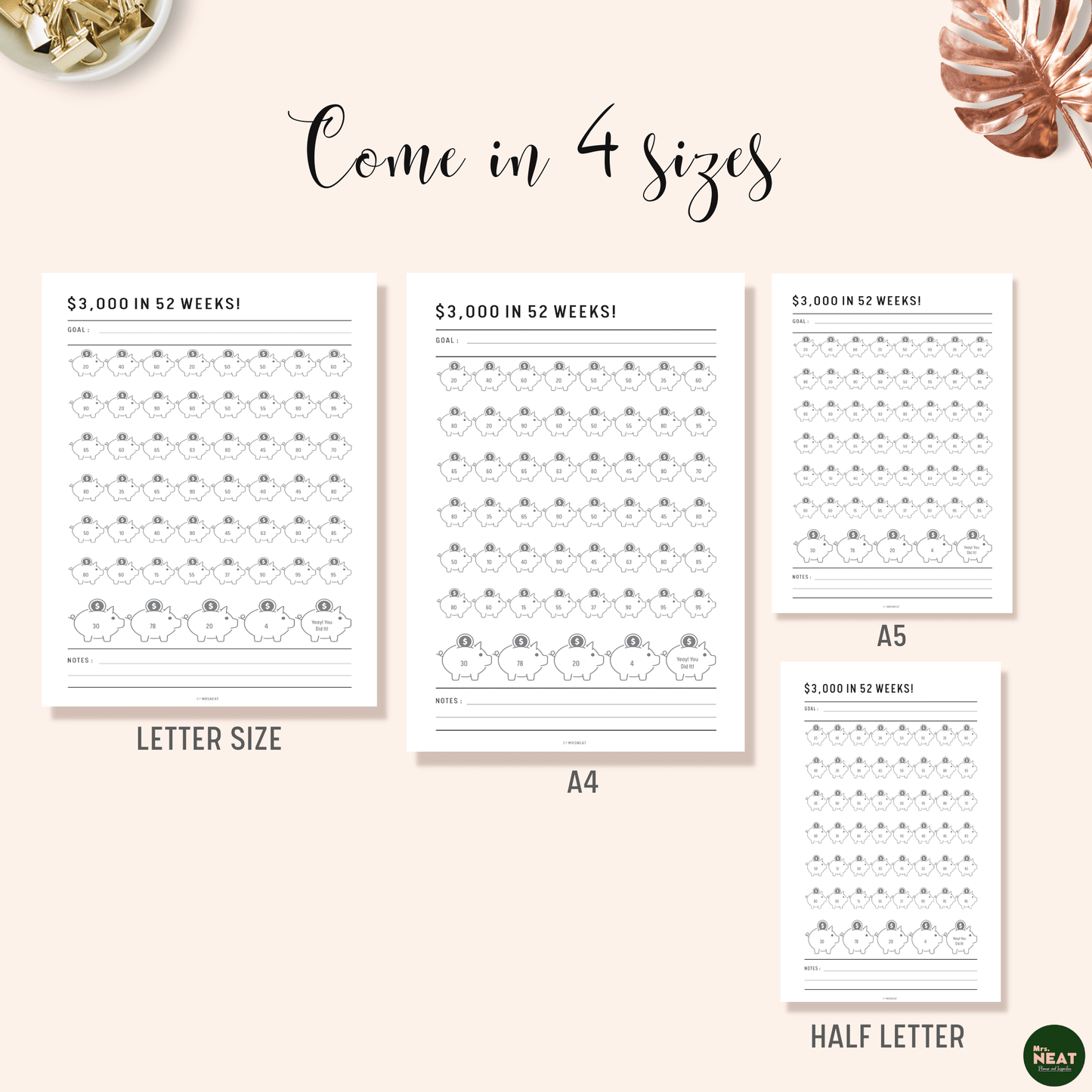 Ultimate Money Saving Challenge Printable, 52 Week Saving Challenge, 26 Weeks Saving Challenge, 100 Envelope Challenge, PDF, Multiple Size