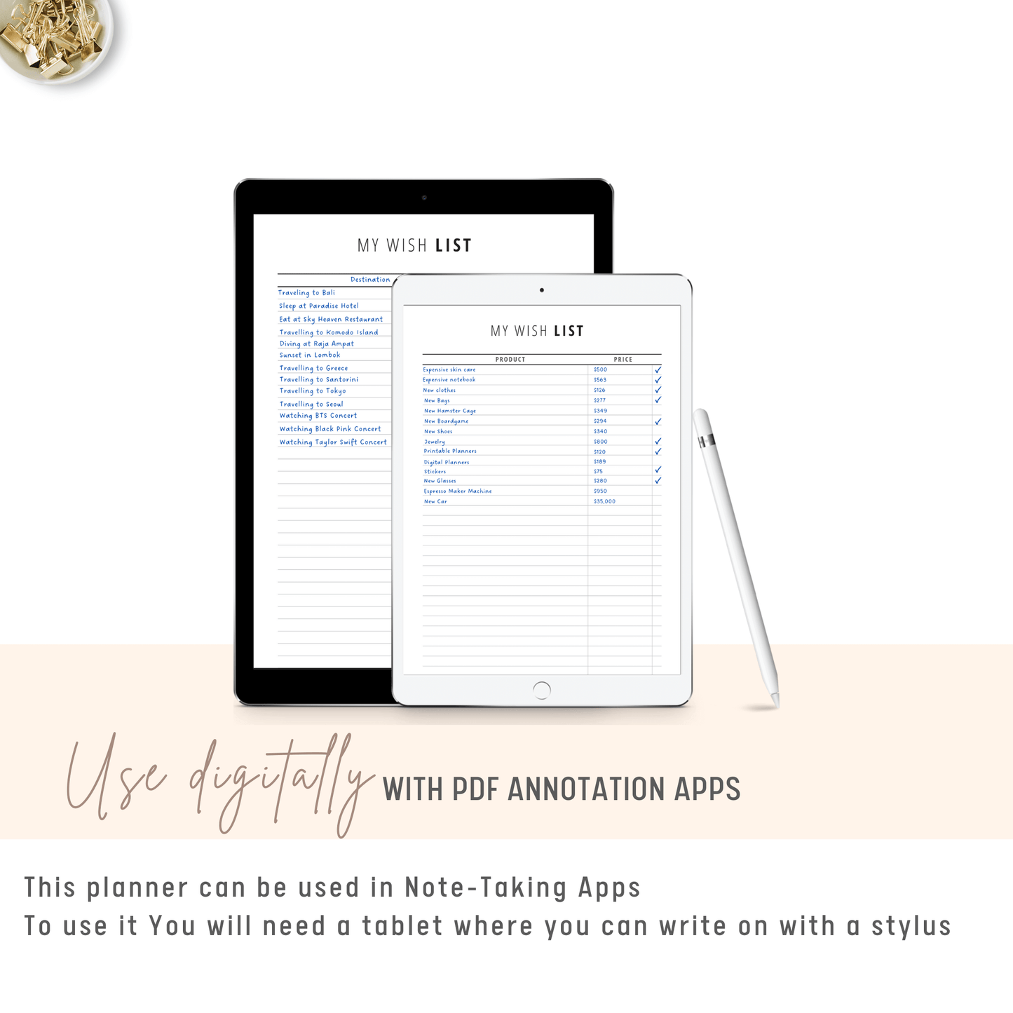 Wish List Printable Planner - M146