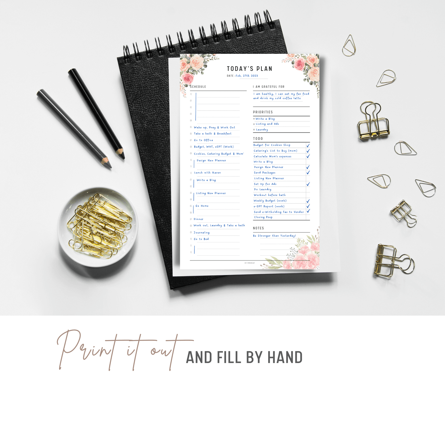 Floral 24 Hour Daily Planner - M141