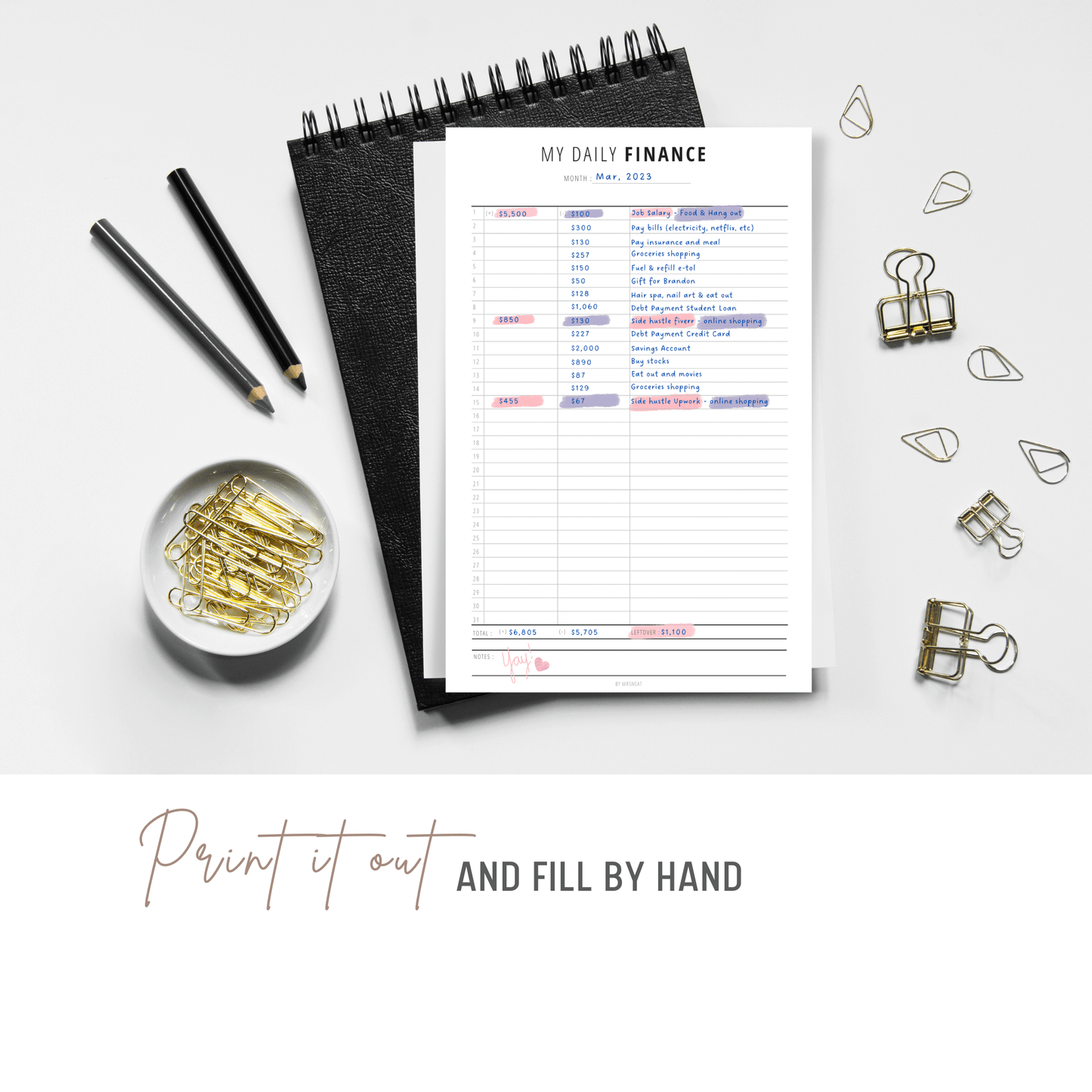 My Daily Finance Planner - M144