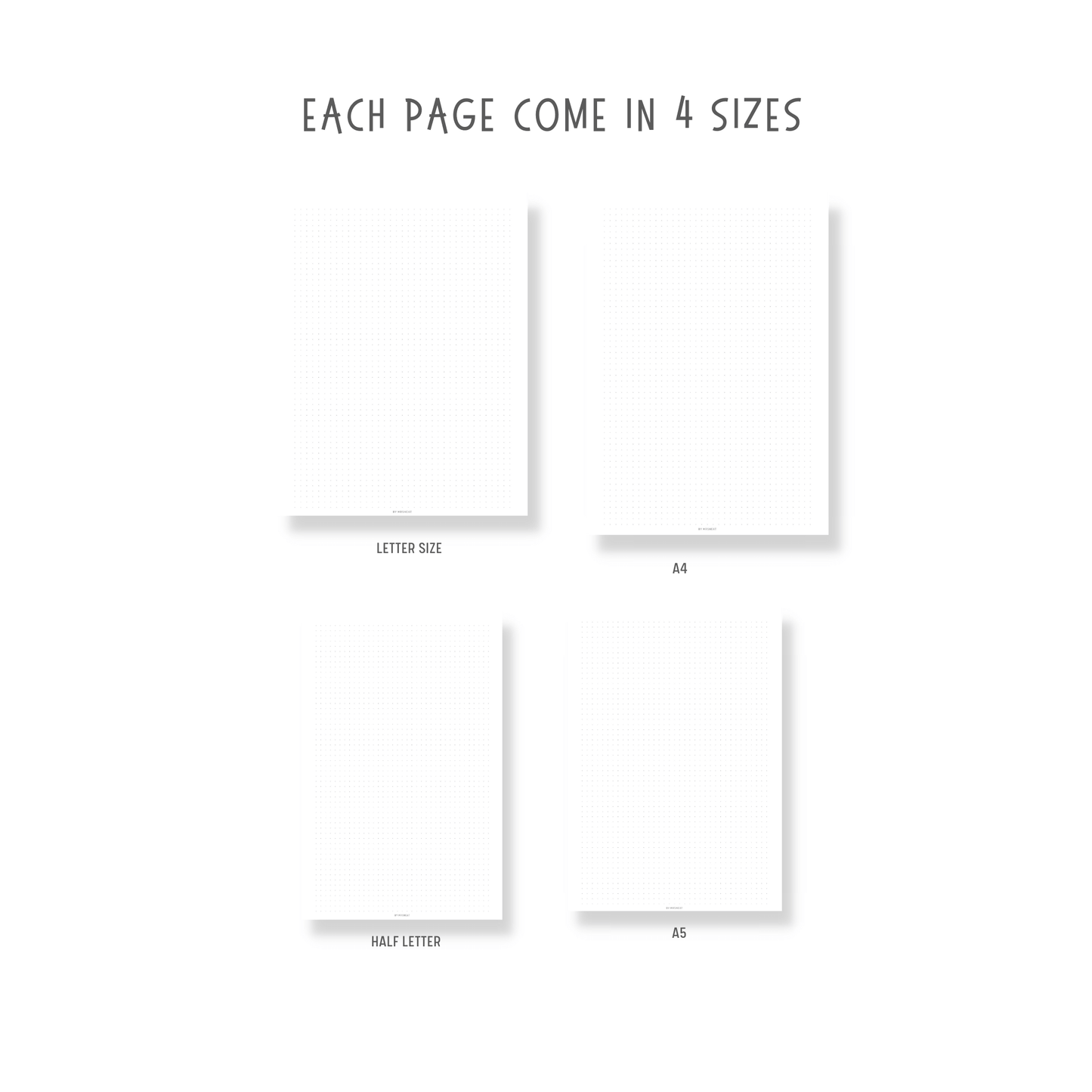 Each Page of Paper Bundle come in A4, A5, Letter and Half Letter size