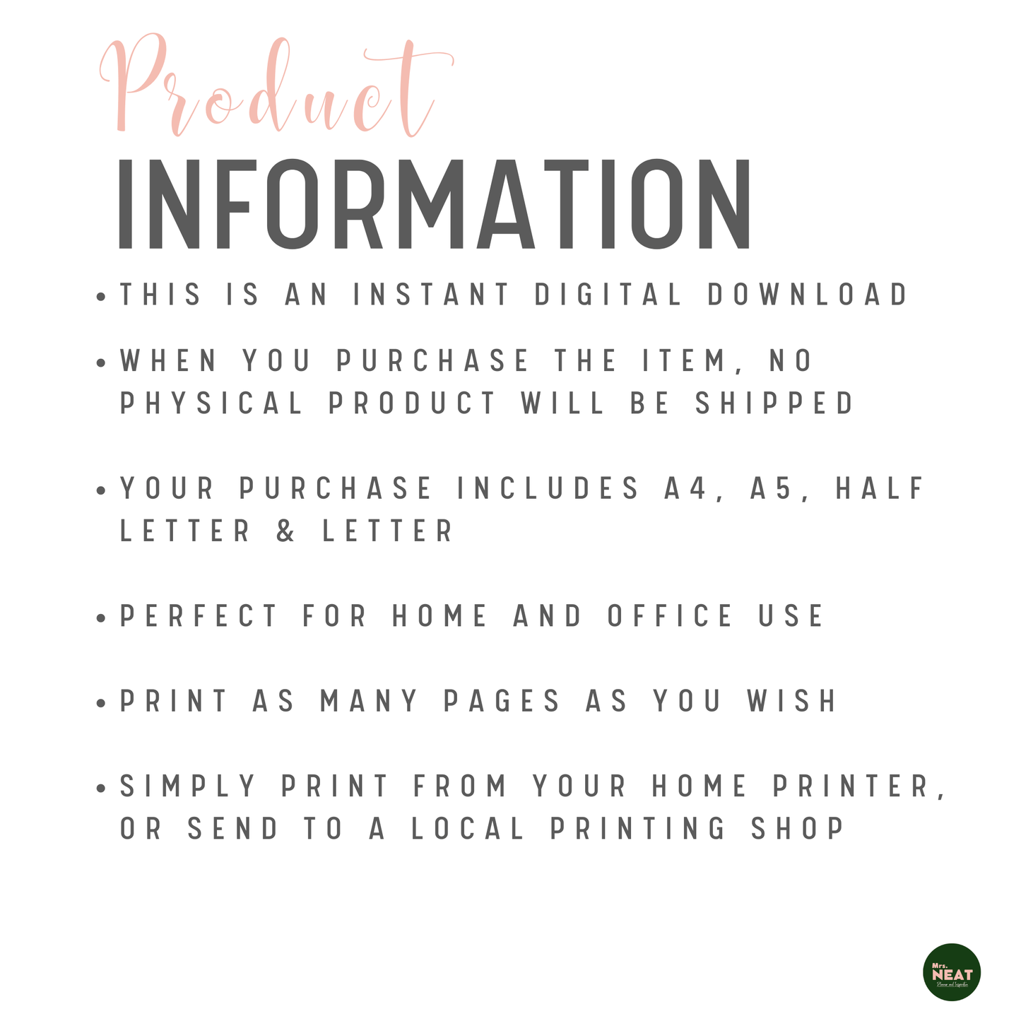 Floral Daily Planner Product Information