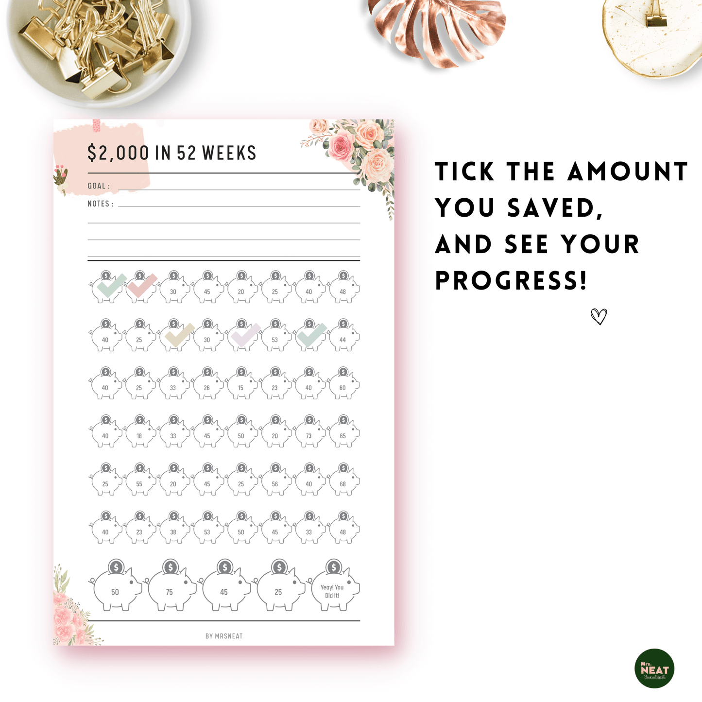 Floral $2,000 Money Savings Challenge - M157